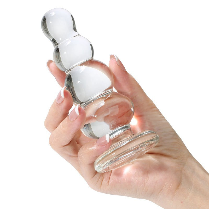 5 Inch Beaded Clear Glass Butt Plug