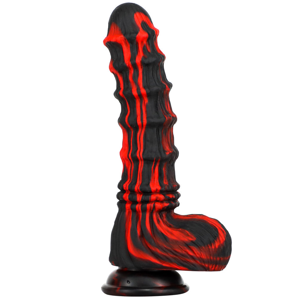 Silicone Black Red Ribbed Monster Dildo Silicone Black Red Ribbed Monster Dildo
