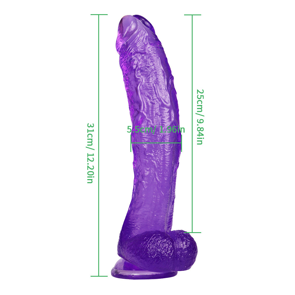 10 Inch Crooked Mouth Purple Jelly Dildo