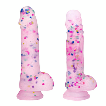 Realistic Clear Confetti Dildo With Strap on
