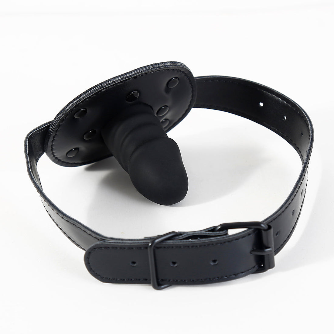 Black Leather Adjustable Training BDSM Dildo Gag