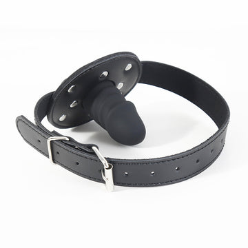 BDSM Adjustable Leather Training Dildo Gag