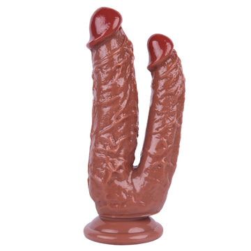 Brown Realistic Texture Double Penetration Dildo
