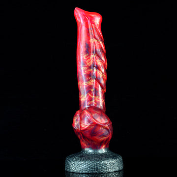 9 Inch Red Textured Pointed Horse Dildo