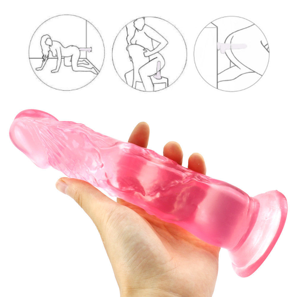 8 Inch Extra Straight Pink Jelly Dildo
