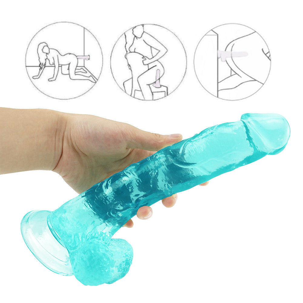 10 Inch Green Clear Jelly Dildo