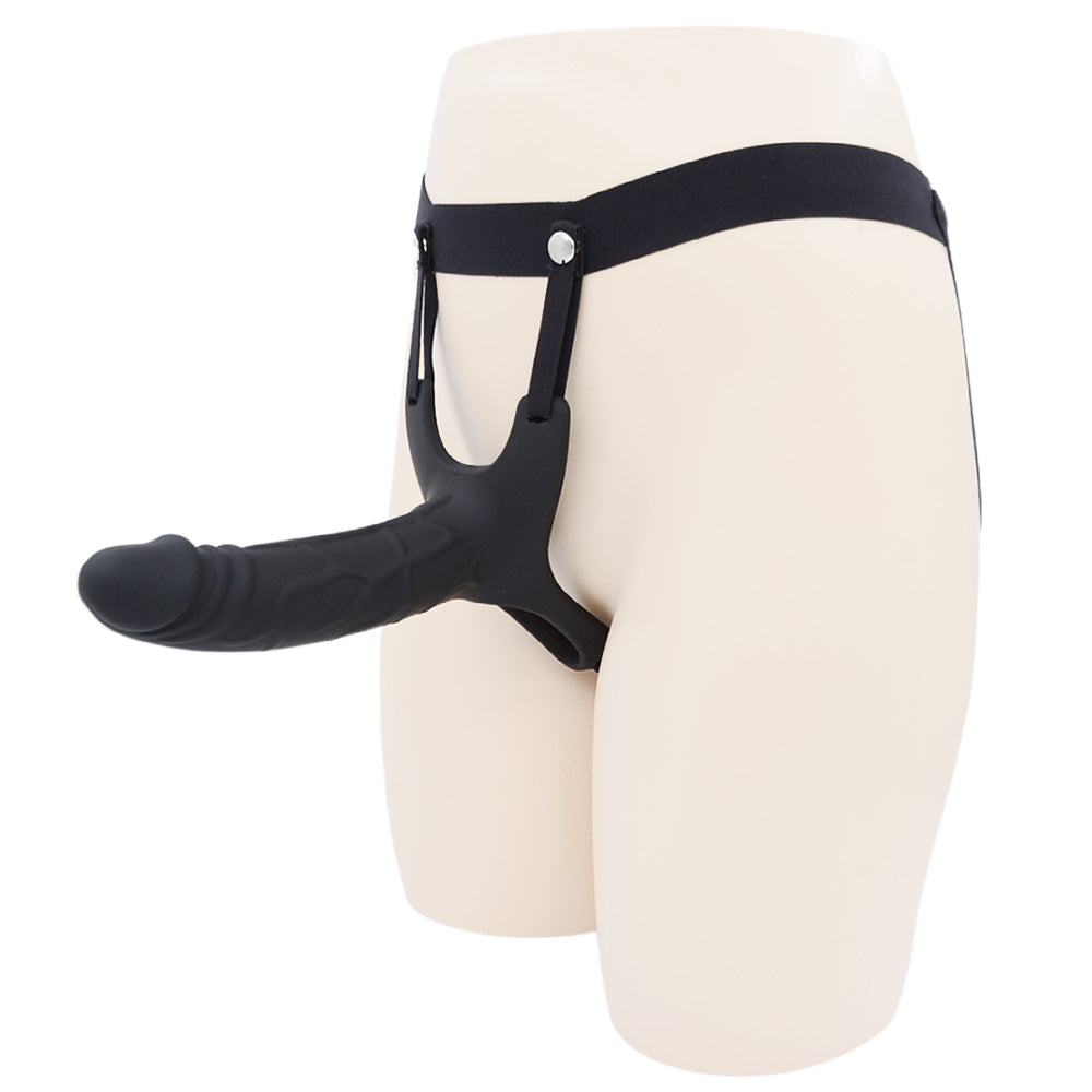 Black Silicone Hollow Strap On Dildo