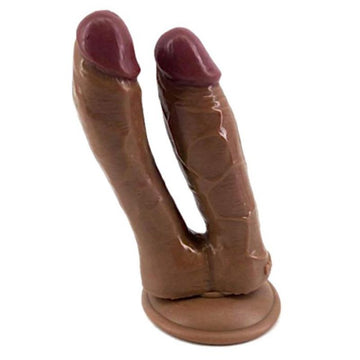 Brown Soft Silicone Double Penetration Dildo