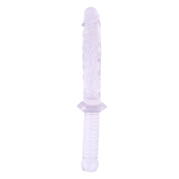 12 Inch Clear Jelly Dildo With Handle