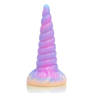 7 Inch Glow In The Dark Tapered Unicorn Dildo