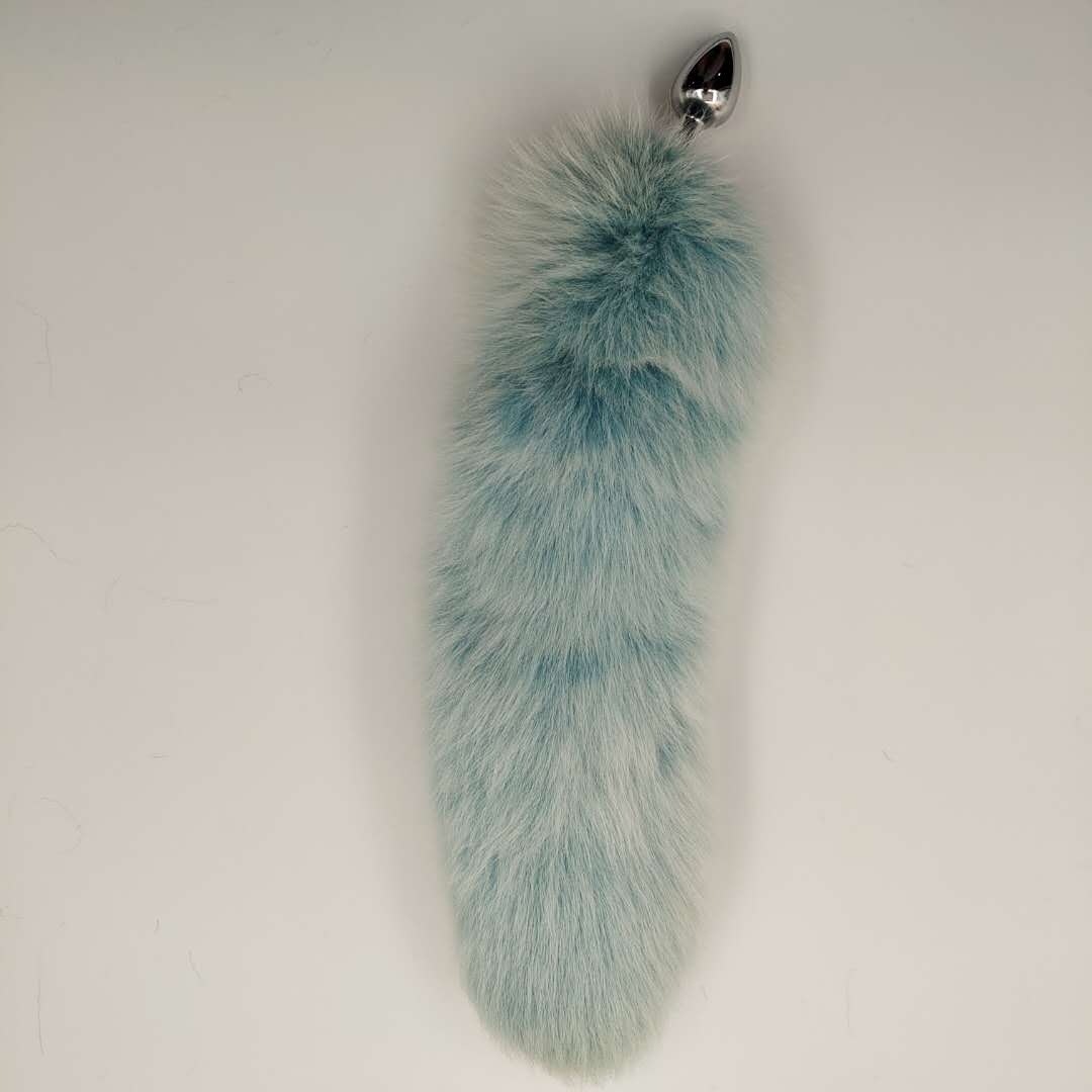 Light Gray Blue Gradient Fox Tail Butt Plug