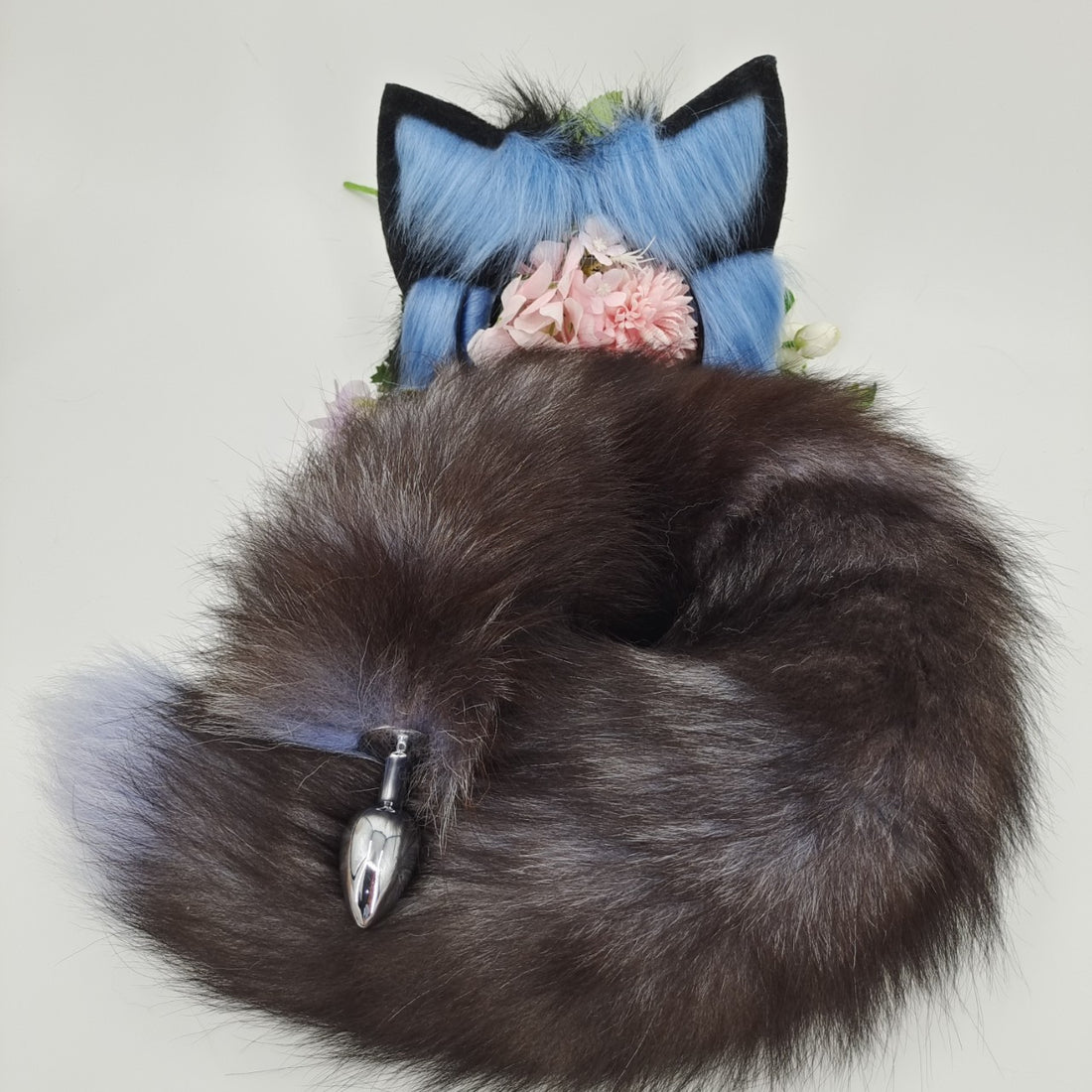 Silver Fox Plush Animal Tail Butt Plug