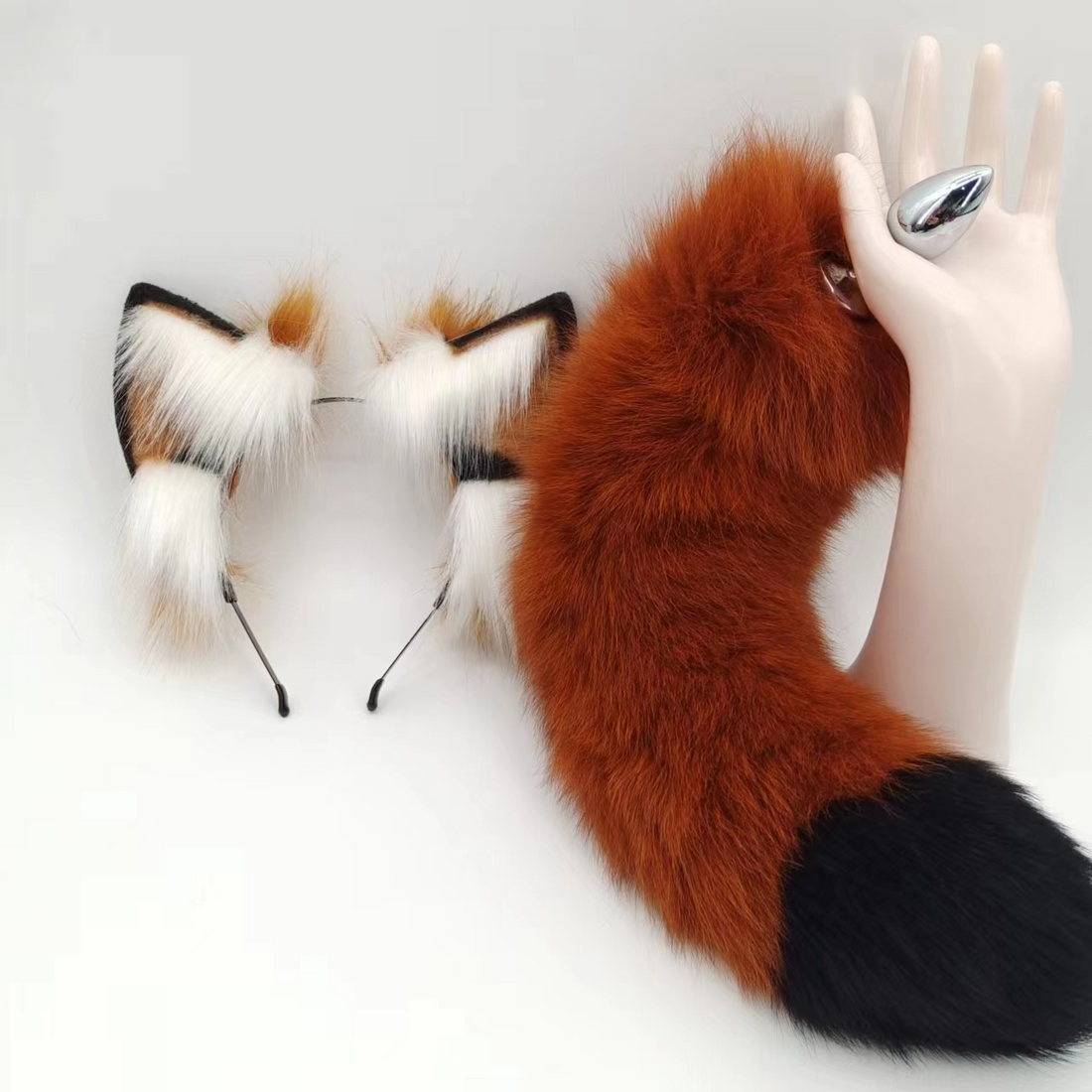 Long Furry Fox Tail Metal Butt Plug