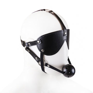 Blindfold Ball Gag Mask With Head Harness