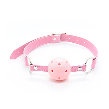 Pink Leather Bondage Toy Ball Gag