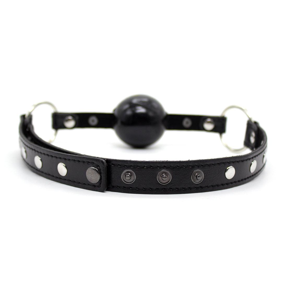 Black Leather Studs Adjustable Sex Ball Gag