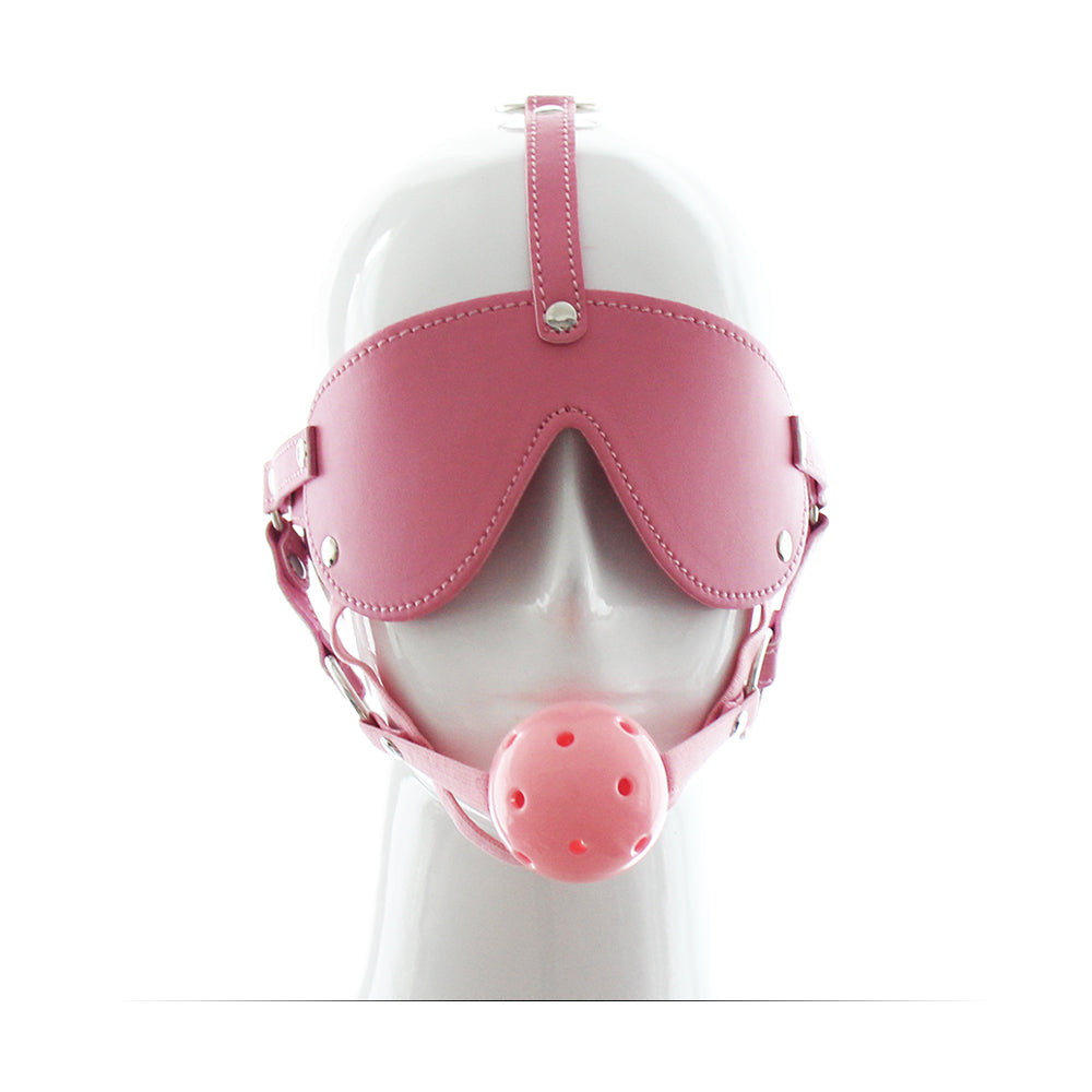 Blindfold Ball Gag Mask With Head Harness