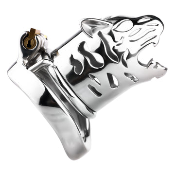 Tiger Head Stainless Steel Male Cock Cage