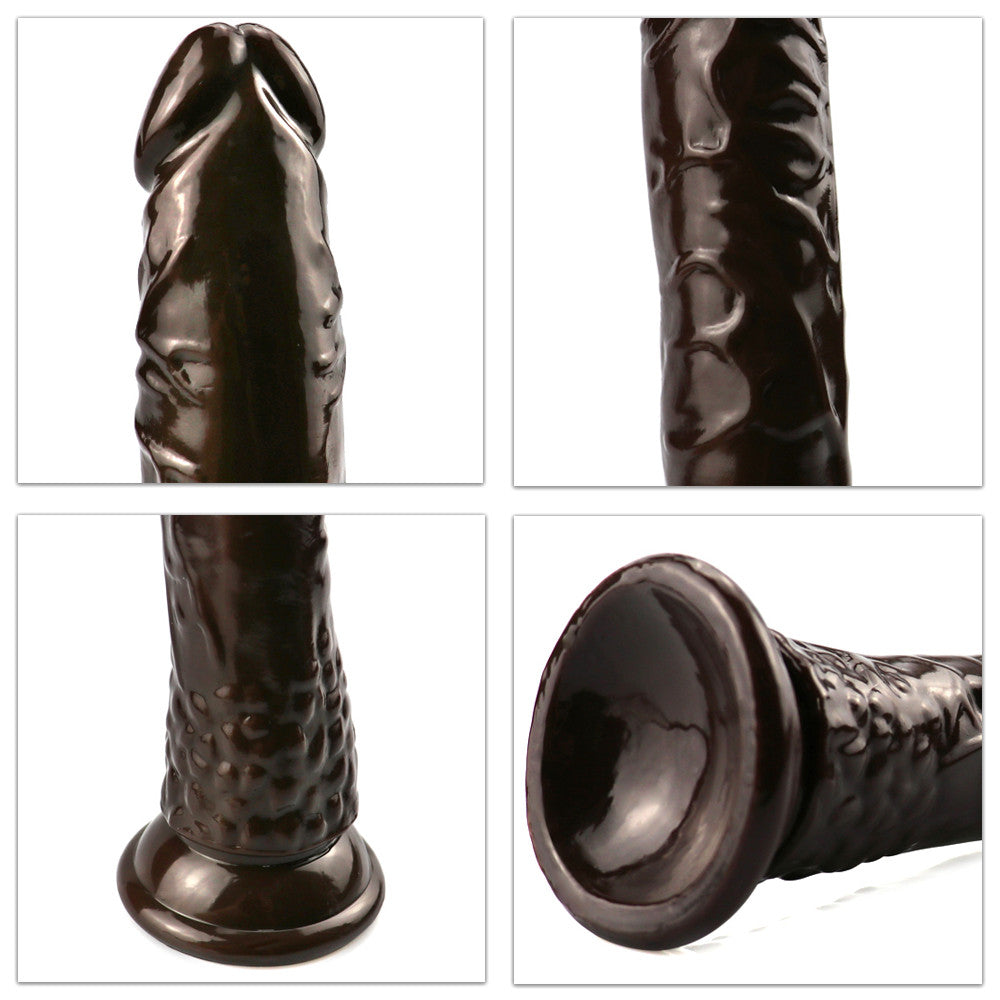 8 Inch Thin Straight Brown Dildo