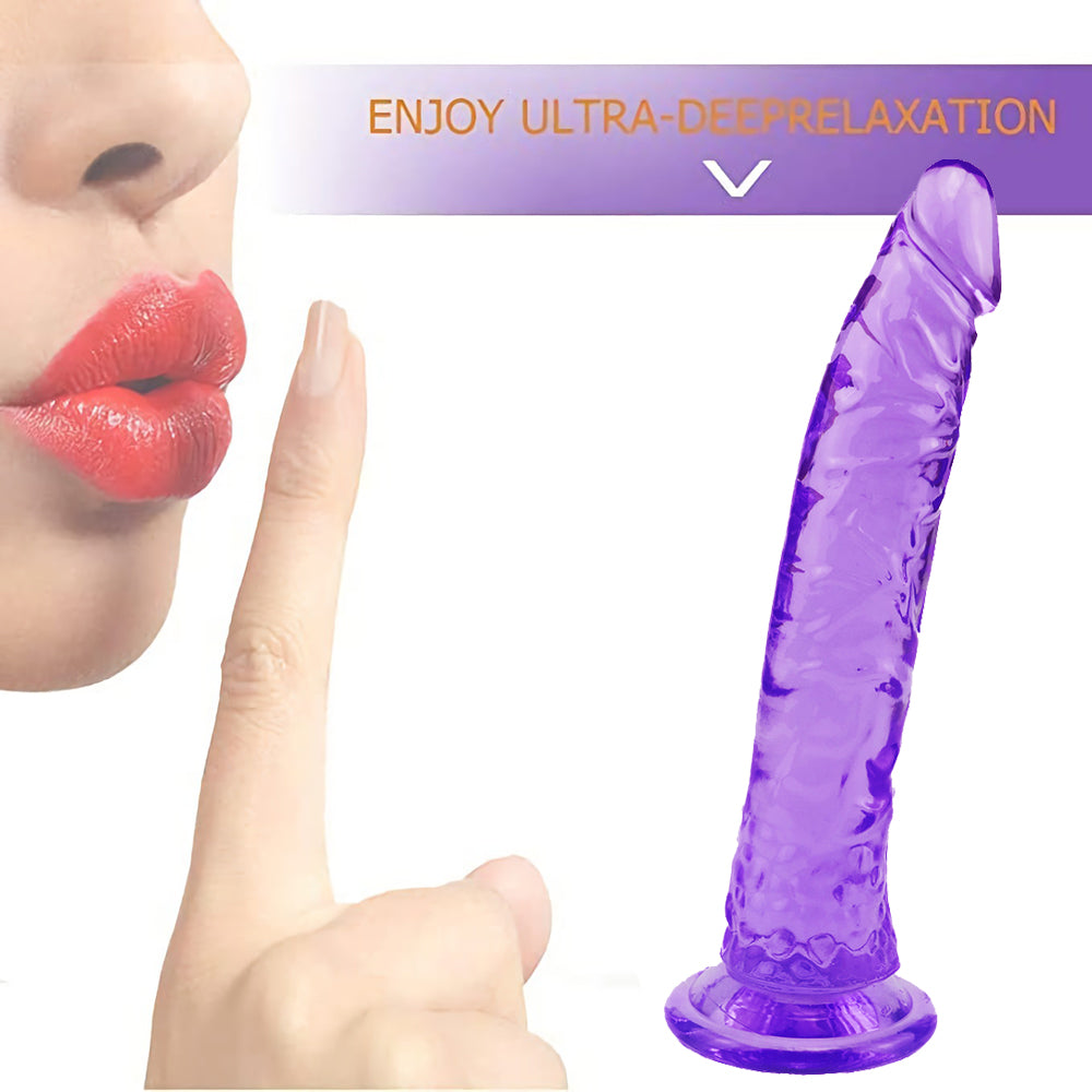 8 Inch Thin Straight Purple Dildo