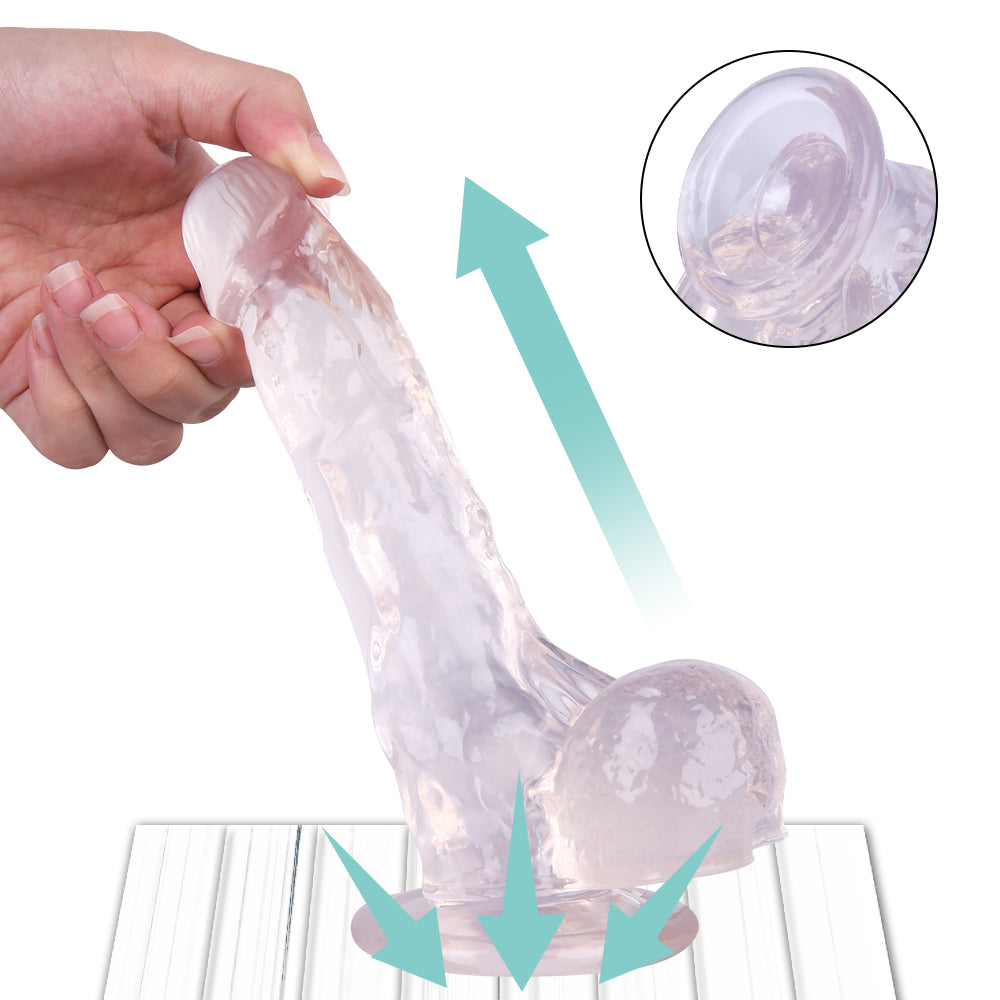 White Curved Clear Jelly 7 Inch Dildo