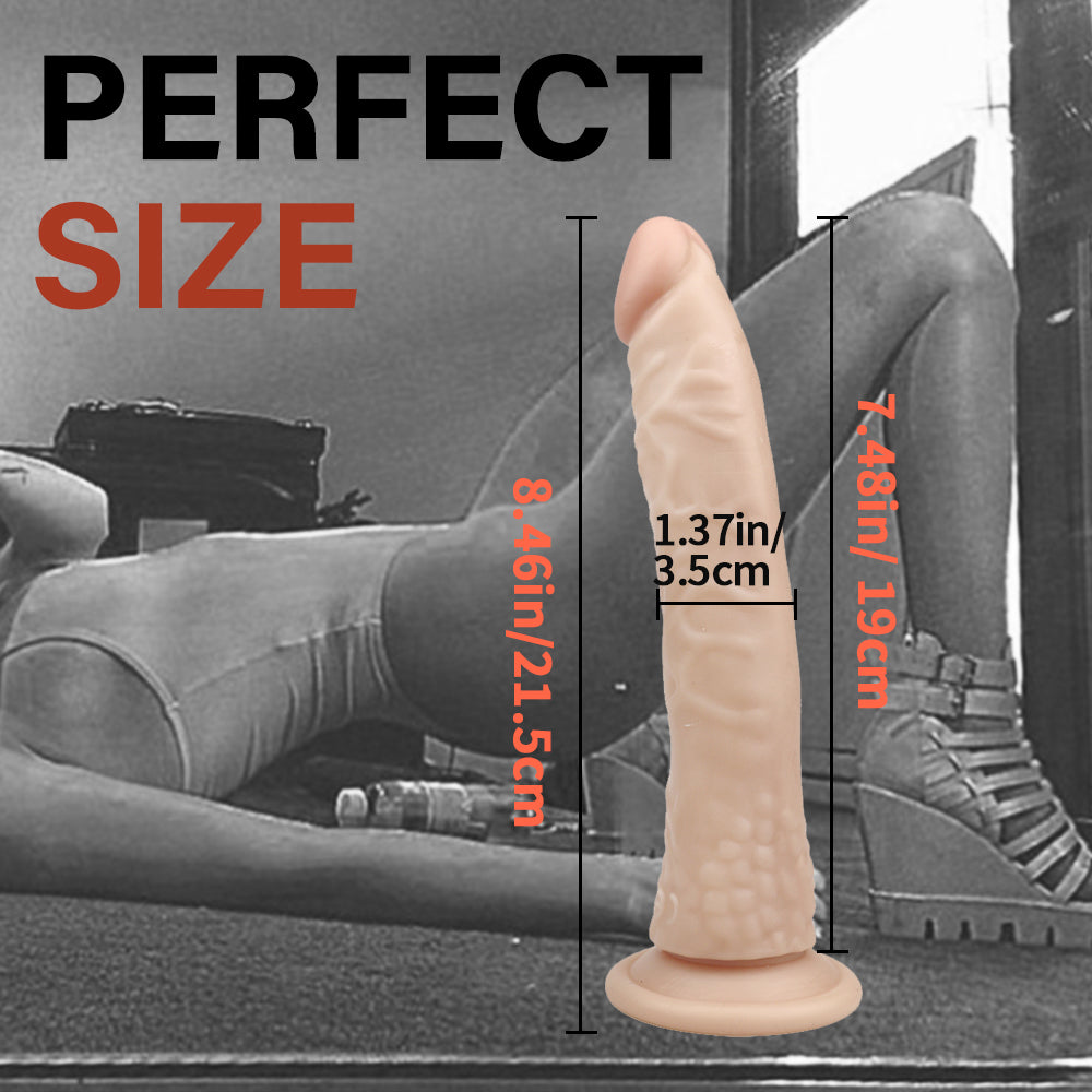 8 Inch Skintone Curved Suction Cup Dildo