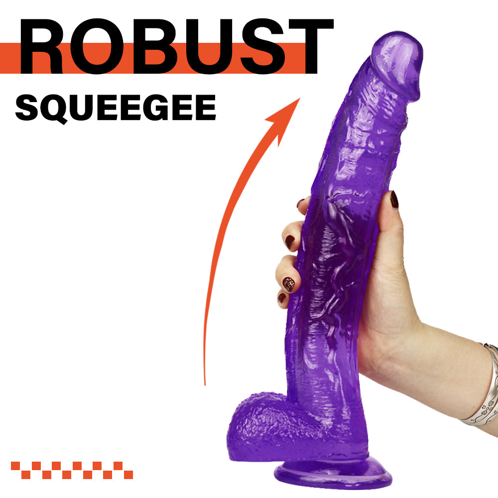12 Inch Crooked Mouth Purple Jelly Dildo