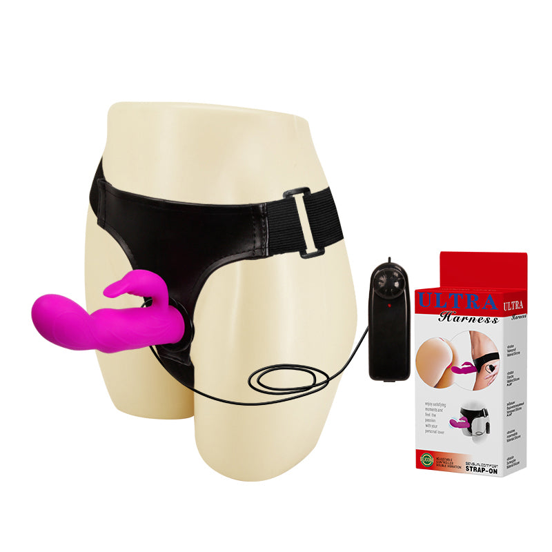 Pink Rabbit Dildo Vibrating Lesbian Strap On