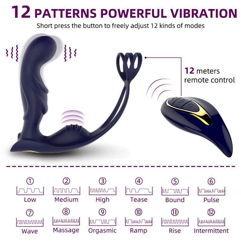 Deep P spot Massage Prostate Vibrating Toy with Penis Ring