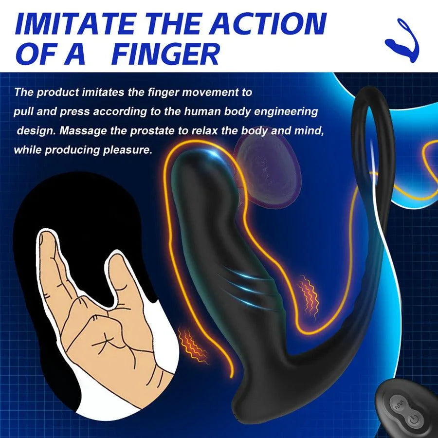 Finger Tapping Prostate Massager Cock Ring Vibrator