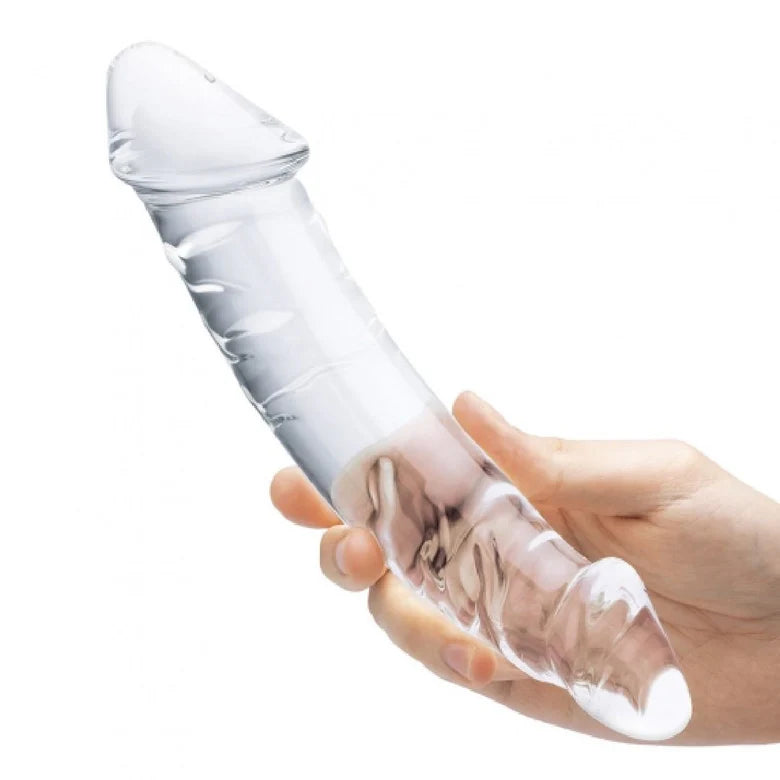 Glass 10 Inch Dual Ended Textured Clear Dildo