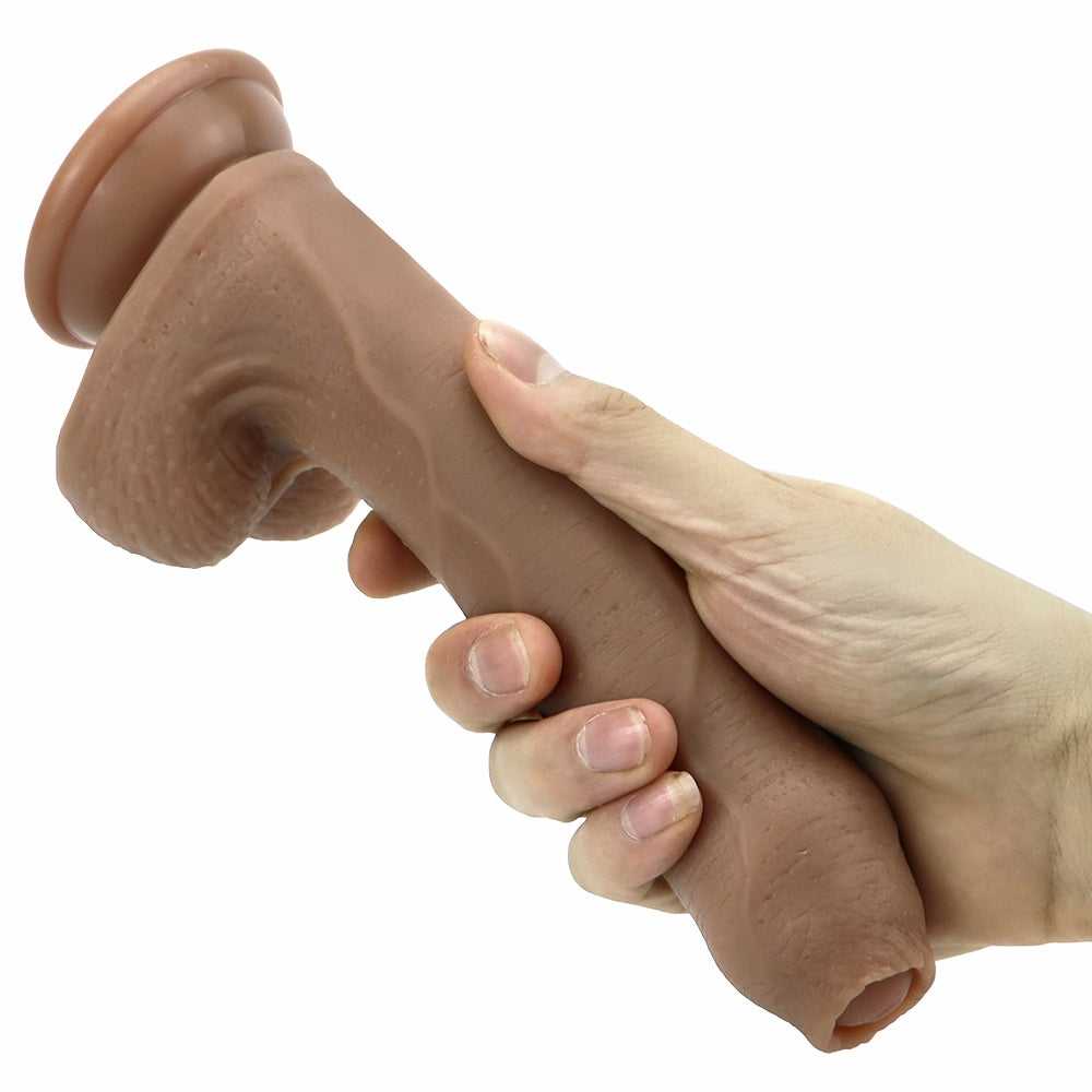 8 Inch Realistic Uncircumcised Suction Cup Dildo