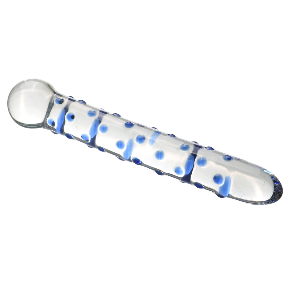 7 Inch Blue Spiked Glass Massager Dildo