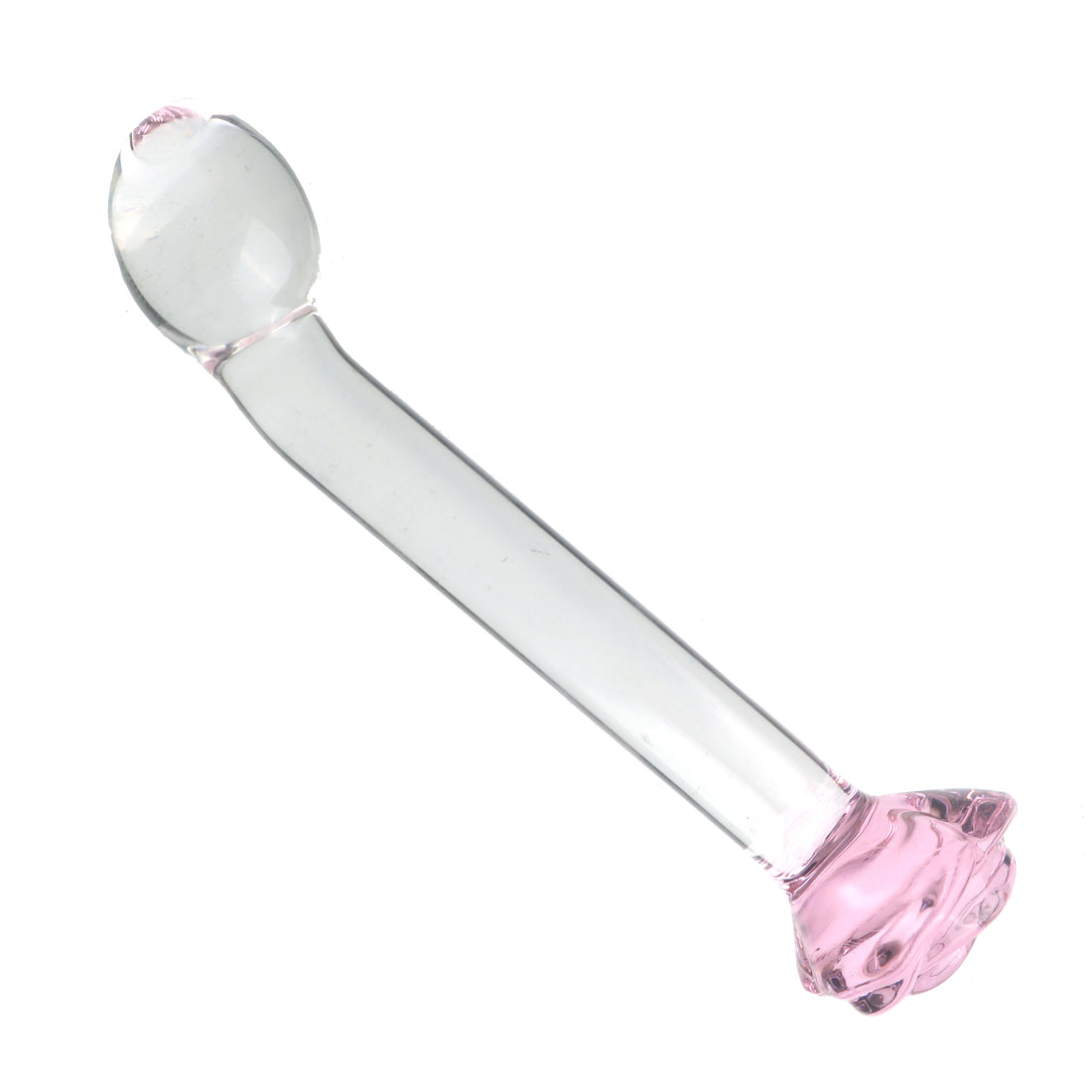 Pink Rose Clear Smooth Glass Massager Dildo