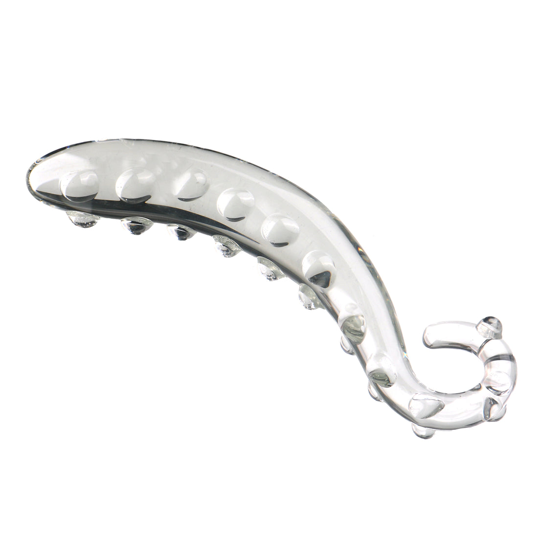 Clear Glass Curved Raised Tentacle Dildo