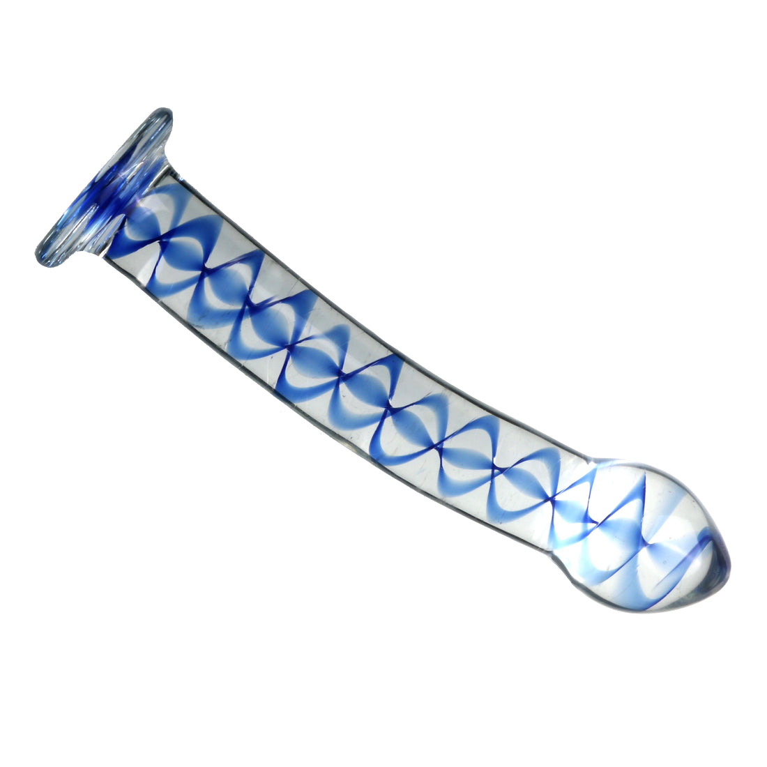 Curved Glass Dildo Anal Toy With Pattern Inside