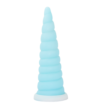 8 Inch Blue Spiral Cone Unicorn Dildo