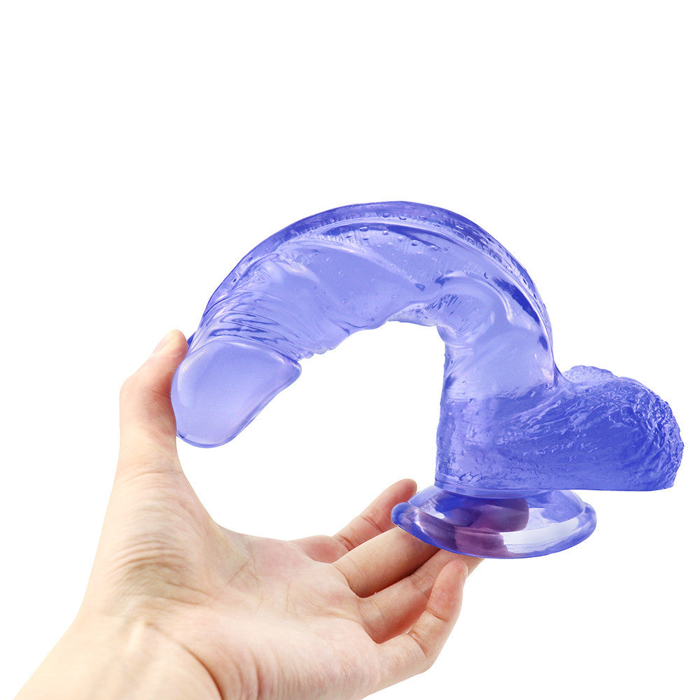 8 Inch Realistic Suction Cup Blue Jelly Dildo