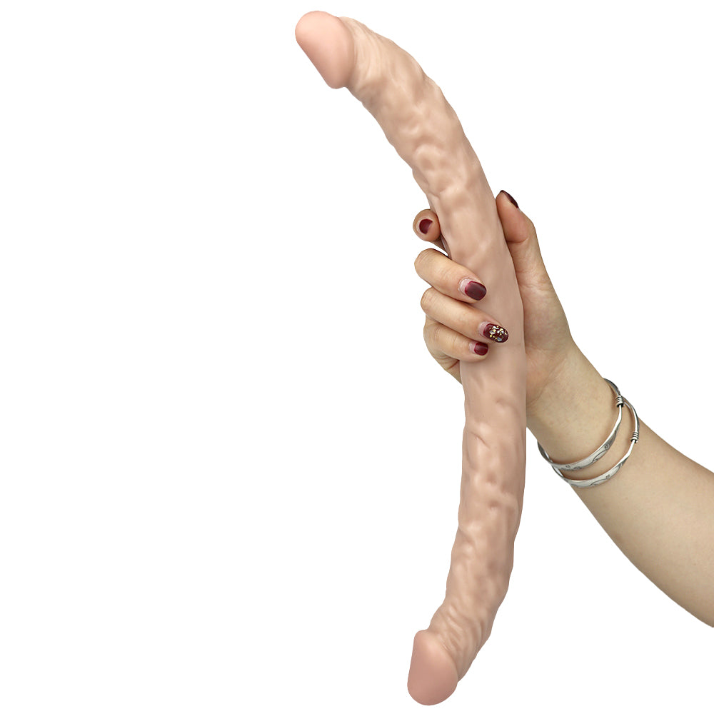 16 inch White Lesbian Two Way Dildo