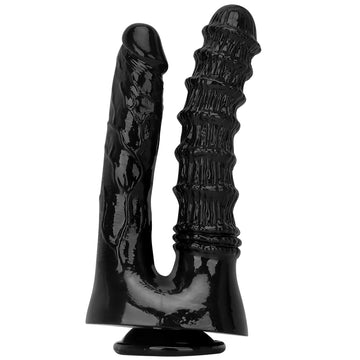 10 Inch Black Realistic Texture Double Penetration