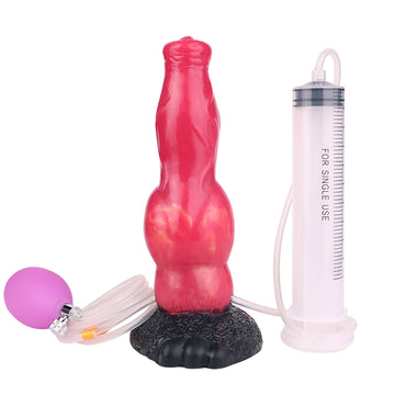 Red Knot Silicone Dog Squirting Dildo