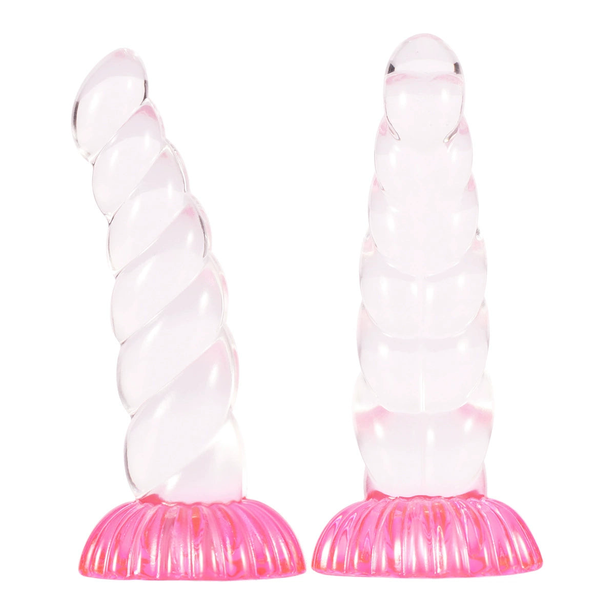 Ribbed Anal Plug Clear Unicorn Horn Dildo Ribbed Anal Plug Clear Unicorn Horn Dildo