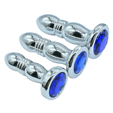 Extended Anal Training Blue Jewel Butt Plug