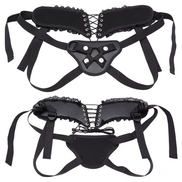 Lace Flower Black Plus Size Strap Ons