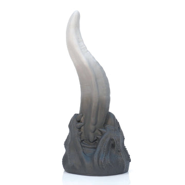 Grey Curved Silicone Soft Fantasy Tongue Dildo