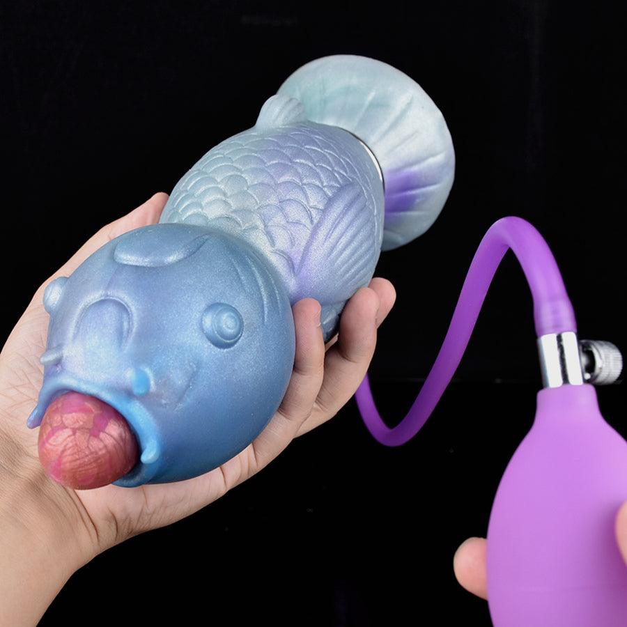 8 Inch Blue Fat Fish Ovipositor Dildo