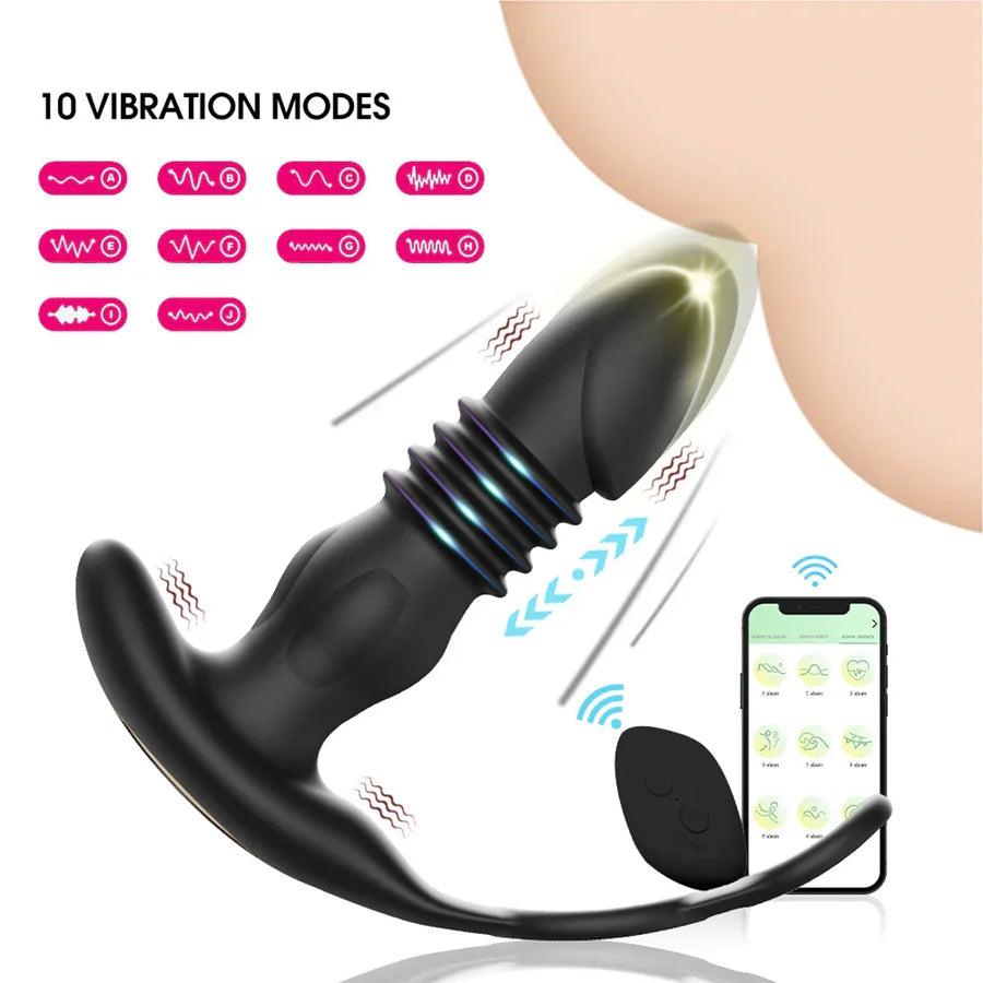 App Thrusting Prostate Massager with Cock Ring