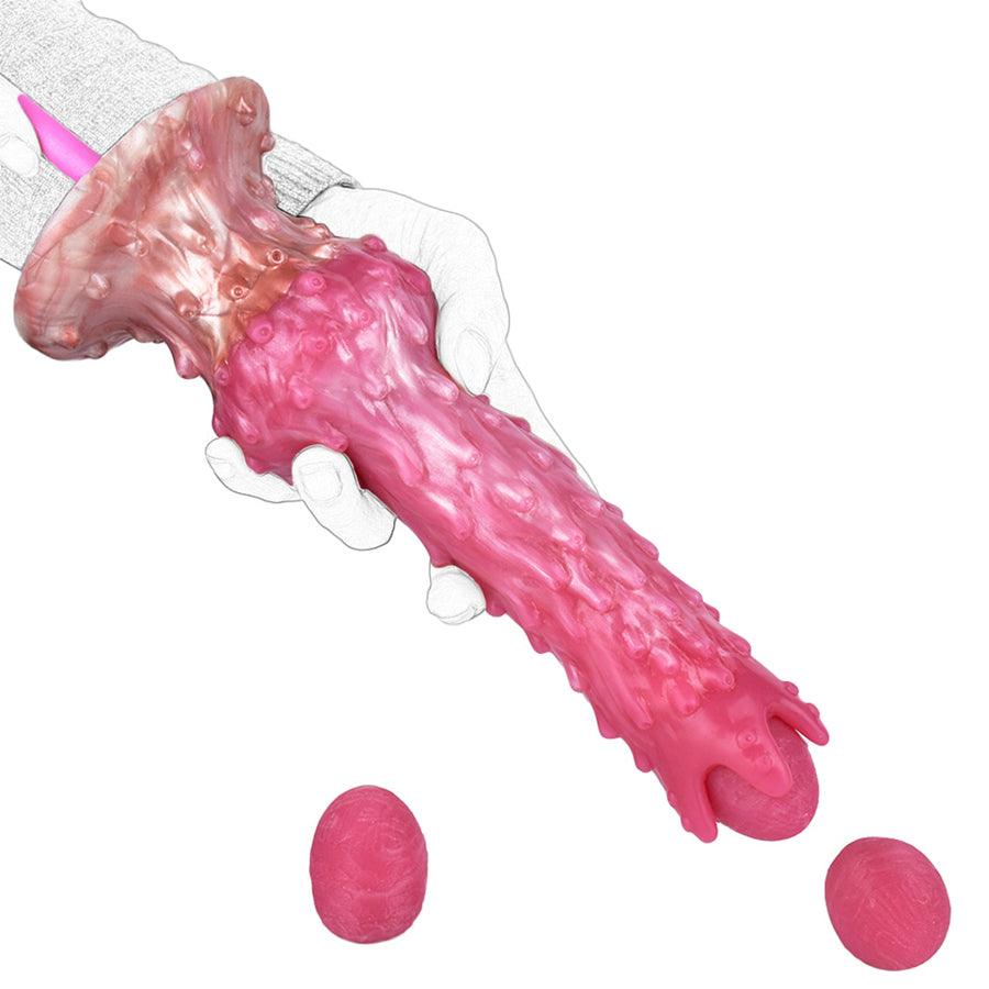 Pink Manual Silicone Alien Ovulation Dildo
