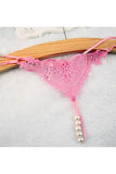 Load image into Gallery viewer, Halterneck Hollow Out Pearl Plunge Bra And Crotchless Thong Pink / &amp; Panties Set