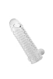 Load image into Gallery viewer, Extra Inches Clear Textured Vibrating Penis Extender Yellow Bump / One Size Sleeve